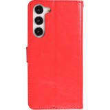 Fourre Samsung Galaxy A14 - Premium Flip cuir lisse porte-cartes - Rouge
