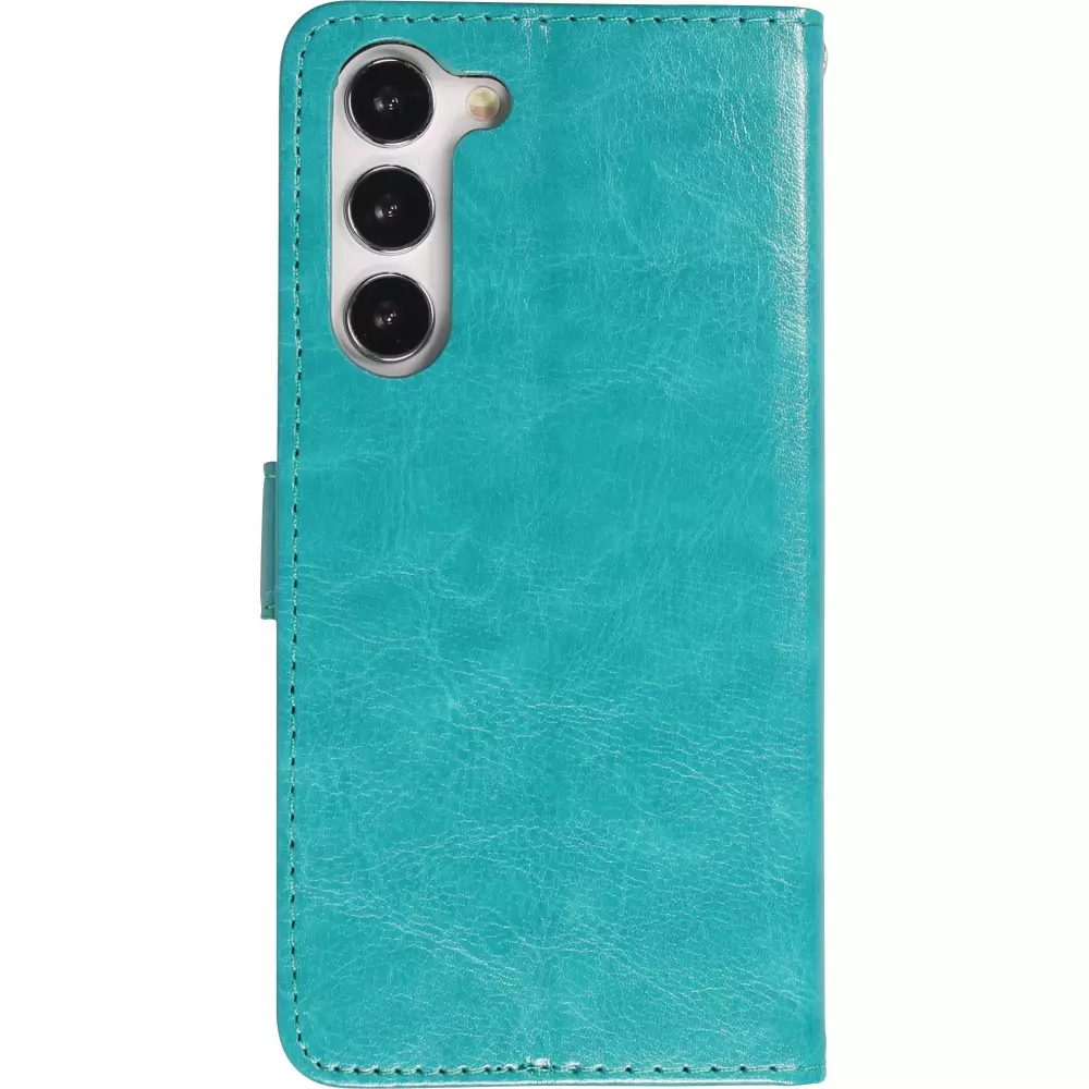 Fourre Samsung Galaxy S24+ - Premium Flip cuir lisse porte-cartes - Turquoise