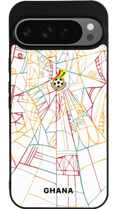Coque Google Pixel 9 Pro XL - Silicone rigide noir Maillot de football Ghana 2026 personnalisable