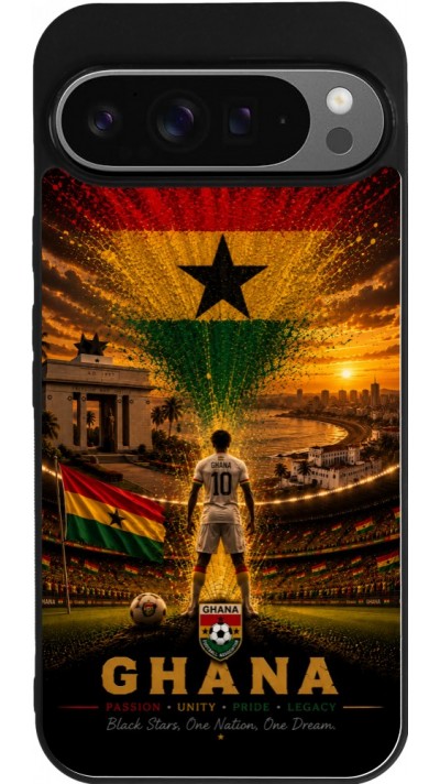Coque Google Pixel 9 Pro XL - Silicone rigide noir Football Ghana splash 2026