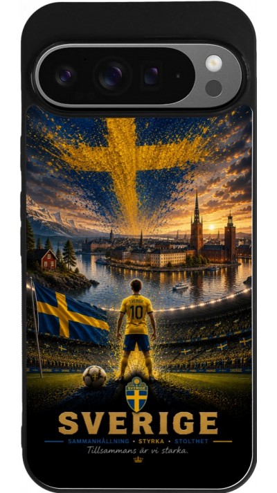Coque Google Pixel 9 Pro XL - Silicone rigide noir Football Suède splash 2026