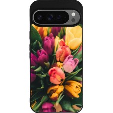 Google Pixel 9 Pro XL Case Hülle - Silikon schwarz Bouquet of tulips Spring 2026