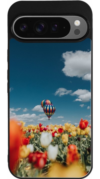 Google Pixel 9 Pro XL Case Hülle - Silikon schwarz Hot air balloon Spring 2026