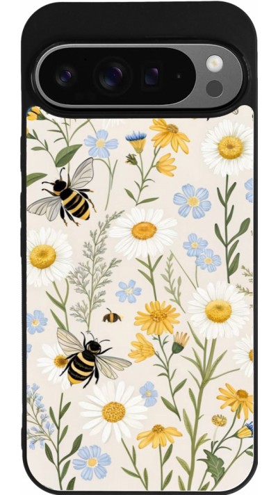 Google Pixel 9 Pro XL Case Hülle - Silikon schwarz Pattern bees Spring 2026
