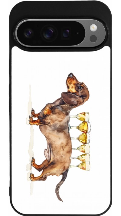 Coque Google Pixel 9 Pro XL - Silicone rigide noir Wine Teckel