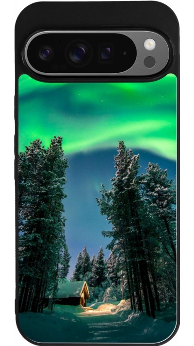 Coque Google Pixel 9 Pro XL - Silicone rigide noir Winter 22 Northern Lights