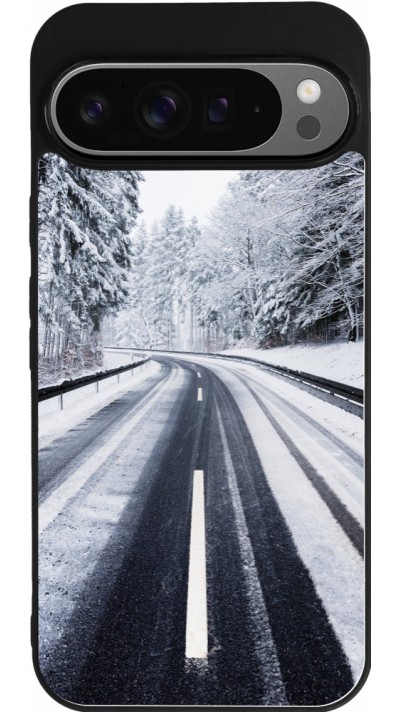 Coque Google Pixel 9 Pro XL - Silicone rigide noir Winter 22 Snowy Road