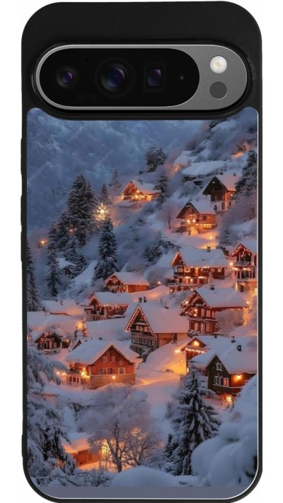 Coque Google Pixel 9 Pro XL - Silicone rigide noir Winter 25 Winter snowy village