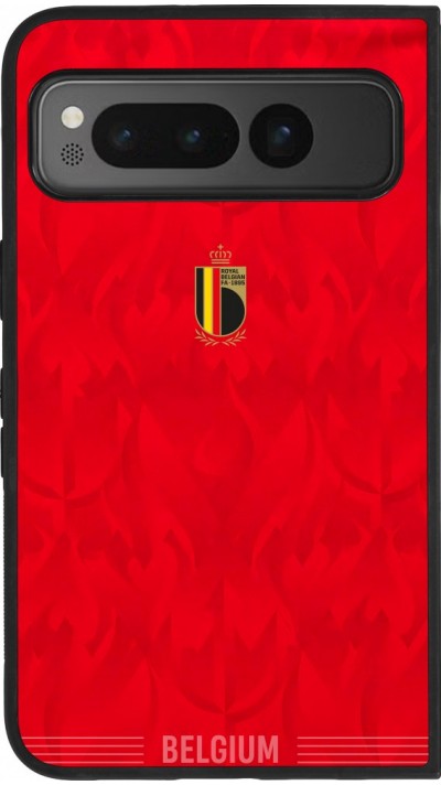 Coque Google Pixel Fold - Silicone rigide noir Maillot de football Belgique 2026 personnalisable