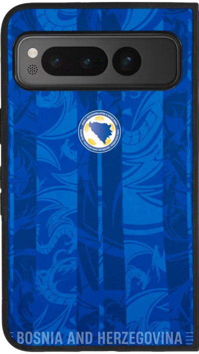 Coque Google Pixel Fold - Silicone rigide noir Maillot de football Bosnie-Herzégovine 2026 personnalisable