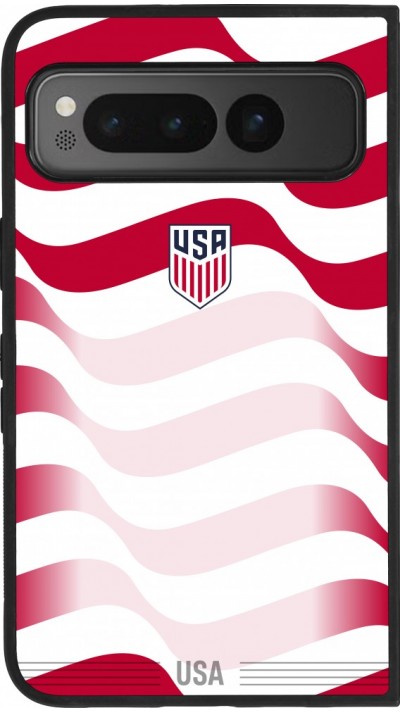 Coque Google Pixel Fold - Silicone rigide noir Maillot de football États-Unis 2026 personnalisable