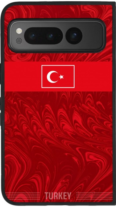 Coque Google Pixel Fold - Silicone rigide noir Maillot de football Turquie 2026 personnalisable