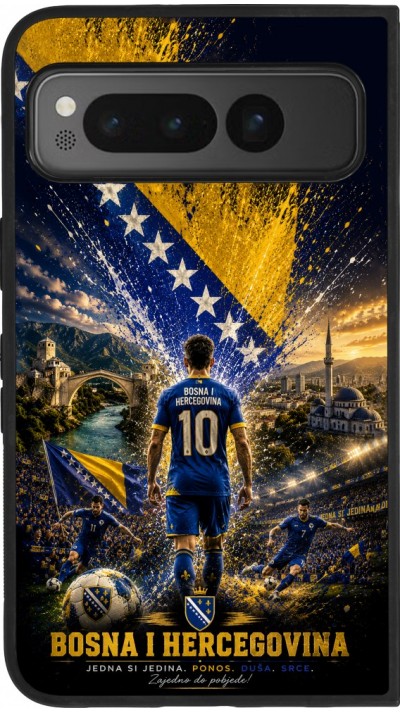 Coque Google Pixel Fold - Silicone rigide noir Football Bosnie-Herzégovine splash 2026