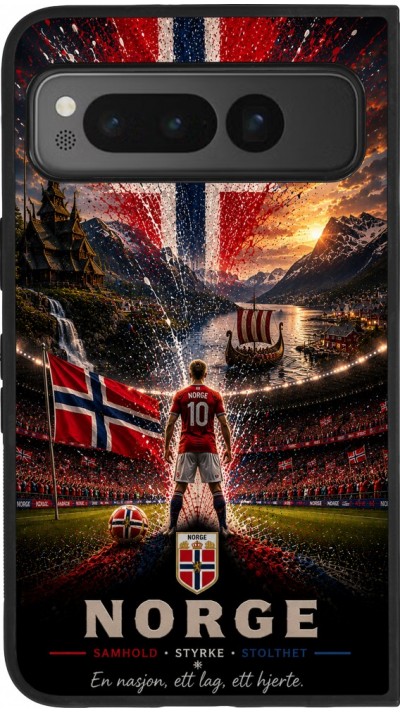 Coque Google Pixel Fold - Silicone rigide noir Football Norvège splash 2026