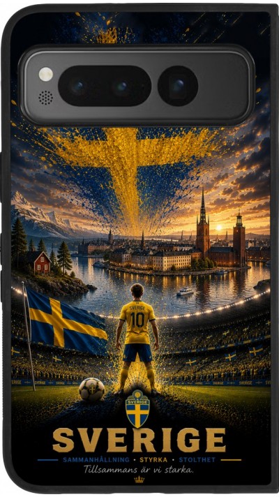 Coque Google Pixel Fold - Silicone rigide noir Football Suède splash 2026