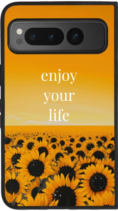 Coque Google Pixel Fold - Silicone rigide noir Summer 2026 Enjoy your life