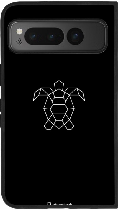 Google Pixel Fold Case Hülle - Silikon schwarz Turtles lines on black