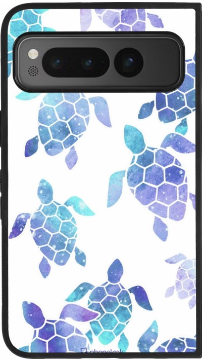 Google Pixel Fold Case Hülle - Silikon schwarz Turtles pattern watercolor