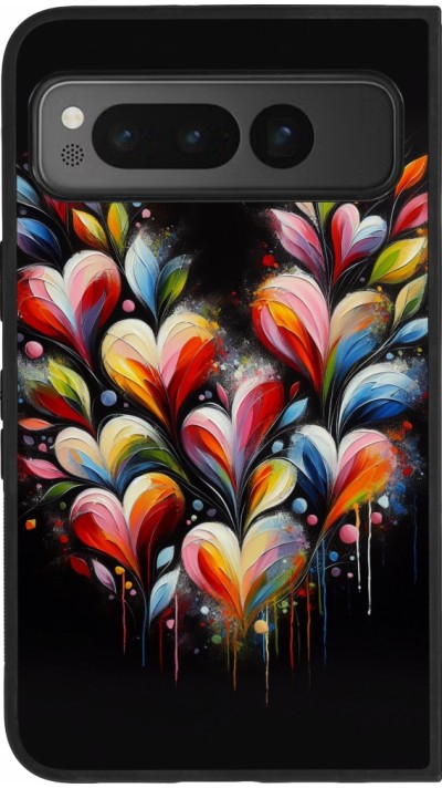 Google Pixel Fold Case Hülle - Silikon schwarz Valentin 2024 Schwarzes Herz Abstrakt