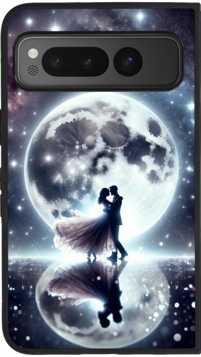 Google Pixel Fold Case Hülle - Silikon schwarz Valentin 2024 Liebe unter dem Mond