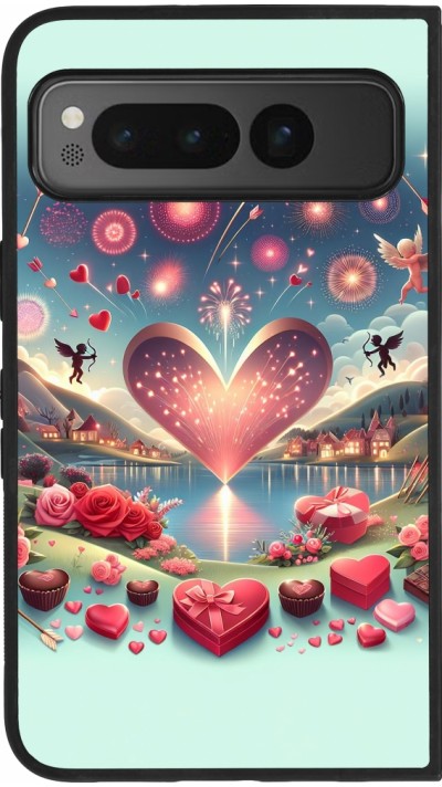 Google Pixel Fold Case Hülle - Silikon schwarz Valentin 2025 Schick