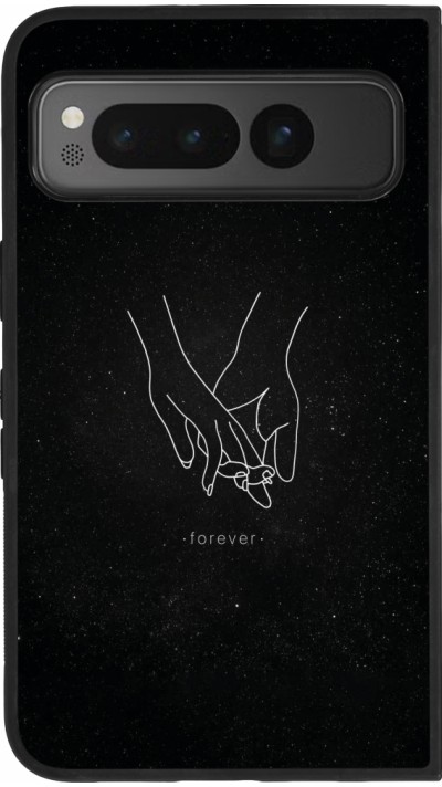 Google Pixel Fold Case Hülle - Silikon schwarz Valentine 2023 hands forever