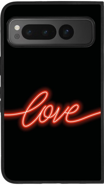 Google Pixel Fold Case Hülle - Silikon schwarz Valentine 2023 neon love