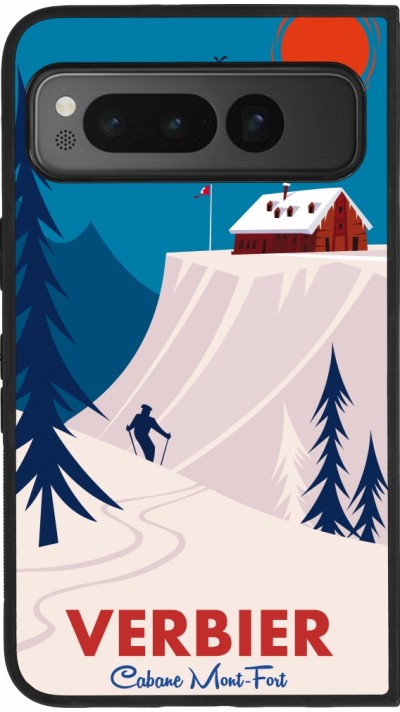 Google Pixel Fold Case Hülle - Silikon schwarz Verbier Cabane Mont-Fort
