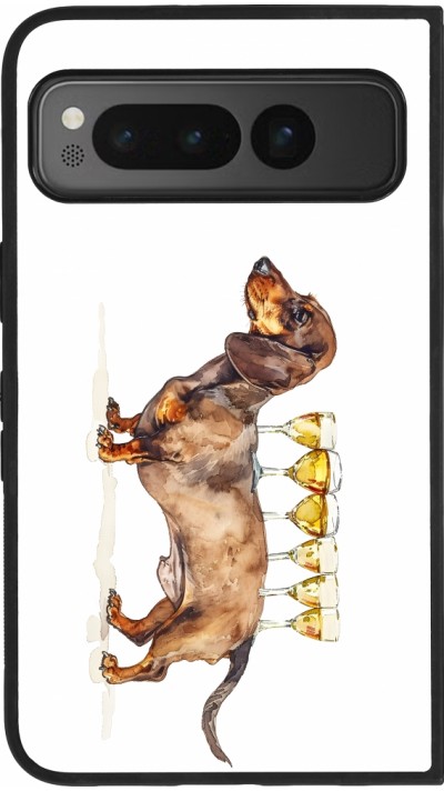 Google Pixel Fold Case Hülle - Silikon schwarz Wine Teckel