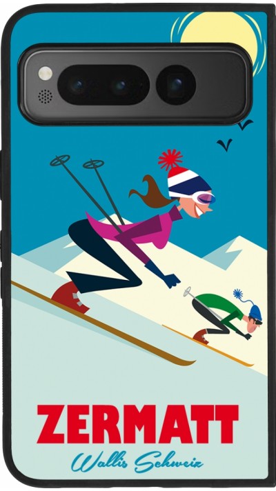 Google Pixel Fold Case Hülle - Silikon schwarz Zermatt Ski Downhill