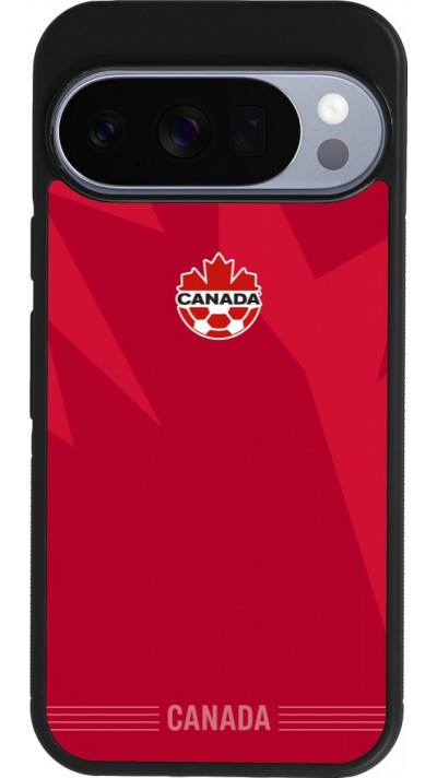 Coque Google Pixel 10 / Pixel 10 Pro - Silicone rigide noir Maillot de football Canada 2026 personnalisable