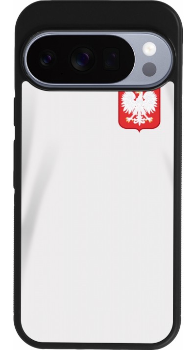 Coque Google Pixel 10 / Pixel 10 Pro - Silicone rigide noir Maillot de football Pologne 2022 personnalisable