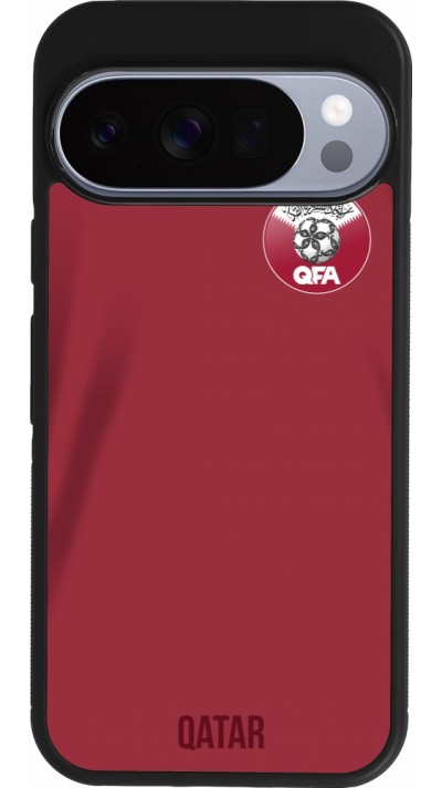 Coque Google Pixel 10 / Pixel 10 Pro - Silicone rigide noir Maillot de football Qatar 2022 personnalisable