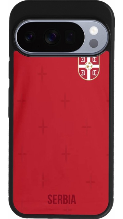 Coque Google Pixel 10 / Pixel 10 Pro - Silicone rigide noir Maillot de football Serbie 2022 personnalisable
