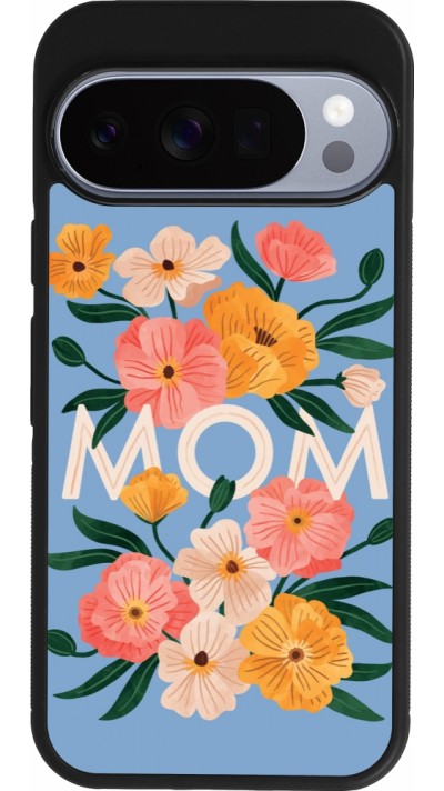 Coque Google Pixel 10 / Pixel 10 Pro - Silicone rigide noir Mom 2026 Flowers