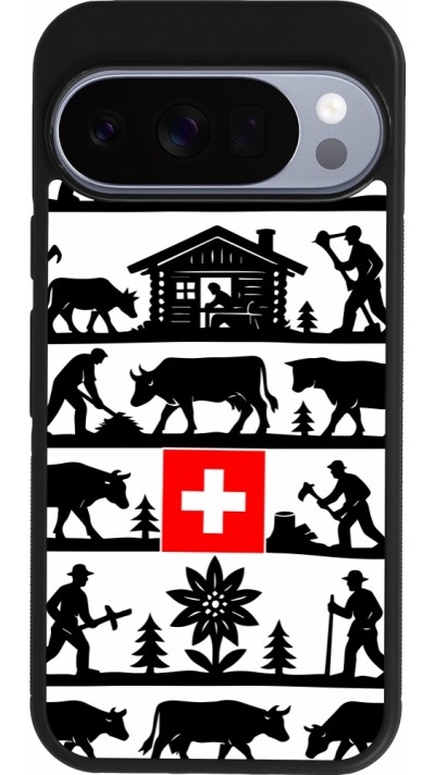 Coque Google Pixel 10 / Pixel 10 Pro - Silicone rigide noir Poya Suisse 1