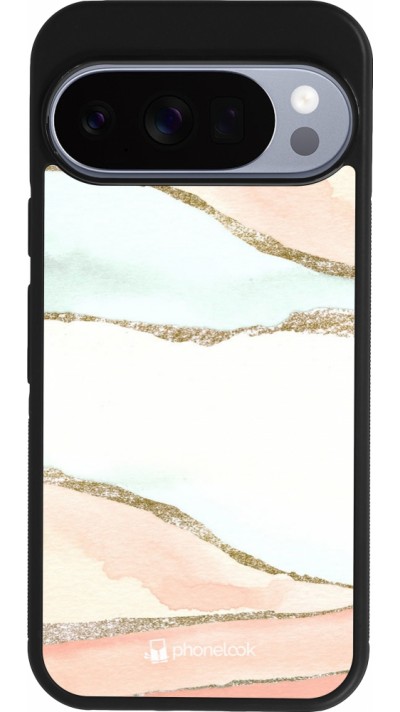 Coque Google Pixel 10 / Pixel 10 Pro - Silicone rigide noir Shimmering Orange
