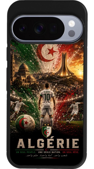 Coque Google Pixel 10 / Pixel 10 Pro - Silicone rigide noir Football Algérie splash 2026