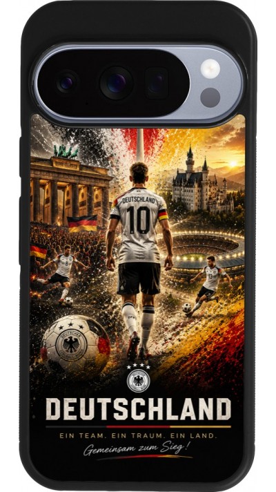 Coque Google Pixel 10 / Pixel 10 Pro - Silicone rigide noir Football Allemagne splash 2026