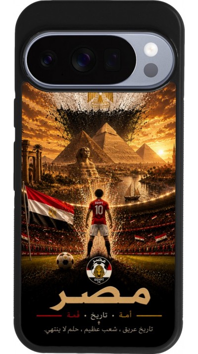 Coque Google Pixel 10 / Pixel 10 Pro - Silicone rigide noir Football Égypte splash 2026