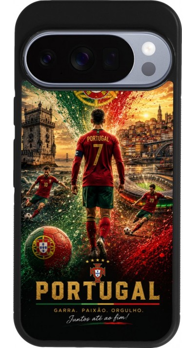 Coque Google Pixel 10 / Pixel 10 Pro - Silicone rigide noir Football Portugal splash 2026