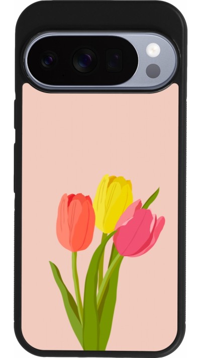 Coque Google Pixel 10 / Pixel 10 Pro - Silicone rigide noir Spring 23 tulip trio