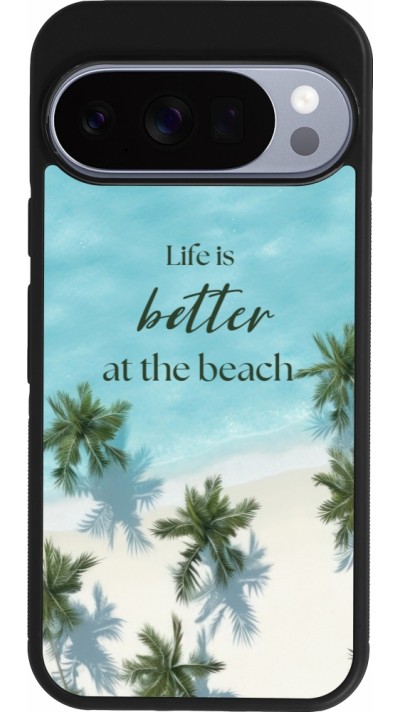 Coque Google Pixel 10 / Pixel 10 Pro - Silicone rigide noir Summer 2025 Life is better at the beach