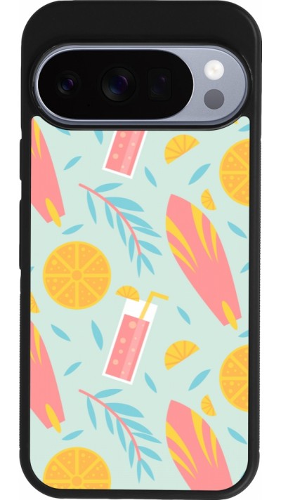 Coque Google Pixel 10 / Pixel 10 Pro - Silicone rigide noir Summer 2025 Pattern citron