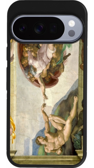 Coque Google Pixel 10 / Pixel 10 Pro - Silicone rigide noir Tableau art - La Création d’Adam - Michel-Ange