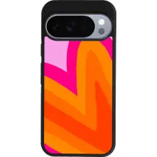 Coque Google Pixel 10 / Pixel 10 Pro - Silicone rigide noir Valentine 2024 heart gradient