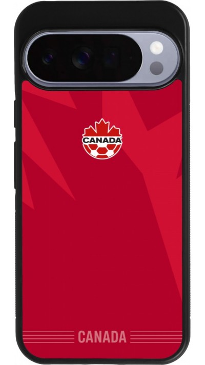 Coque Google Pixel 10 Pro XL - Silicone rigide noir Maillot de football Canada 2026 personnalisable