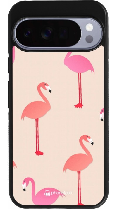 Coque Google Pixel 10 Pro XL - Silicone rigide noir Pink Flamingos Pattern