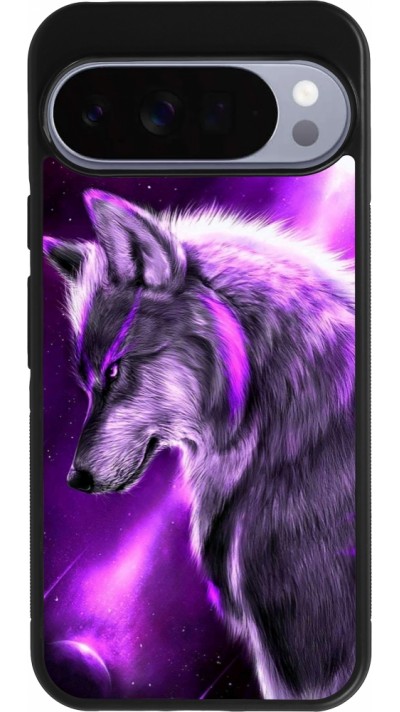 Coque Google Pixel 10 Pro XL - Silicone rigide noir Purple Sky Wolf