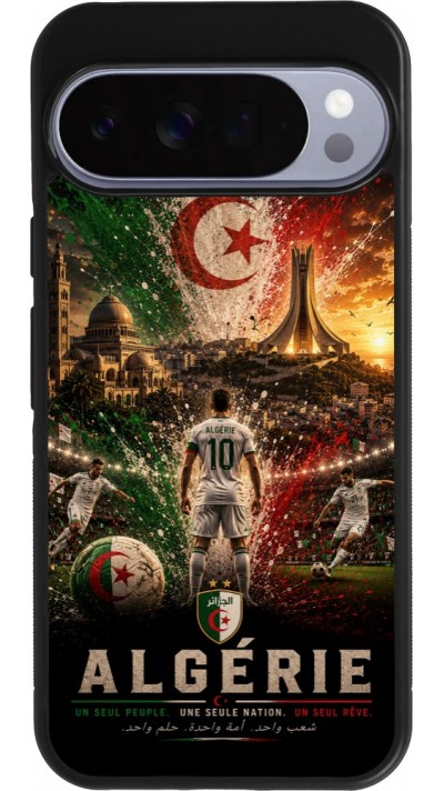 Coque Google Pixel 10 Pro XL - Silicone rigide noir Football Algérie splash 2026